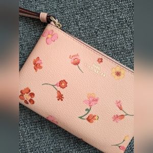 Coach zippered wristlet wallet, floral